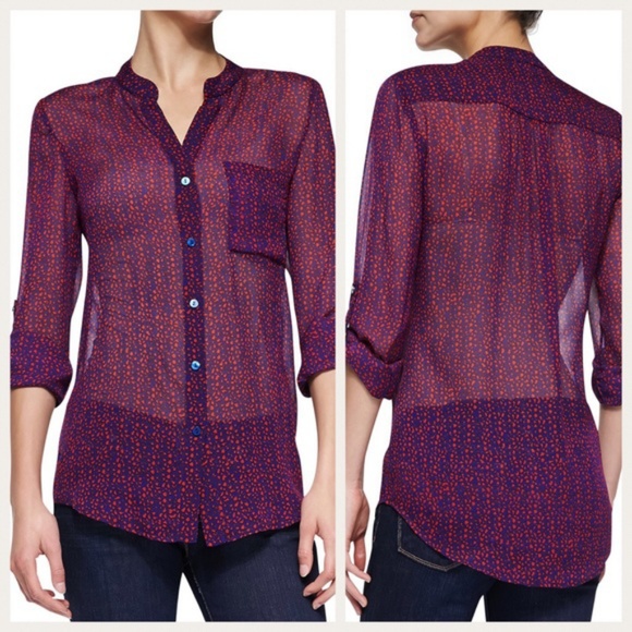 Diane Von Furstenberg Tops - Diane von Furstenberg Gilmore Sheer Silk Blouse 6